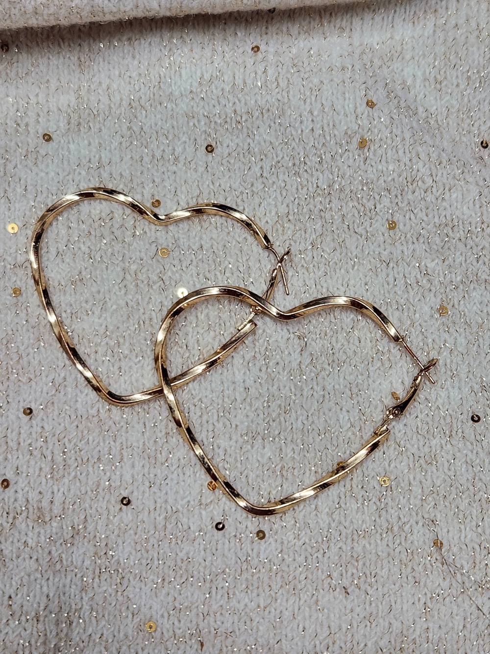 Gold Heart-Shaped Hoop Earrings - Elegant Women's Jewelry
